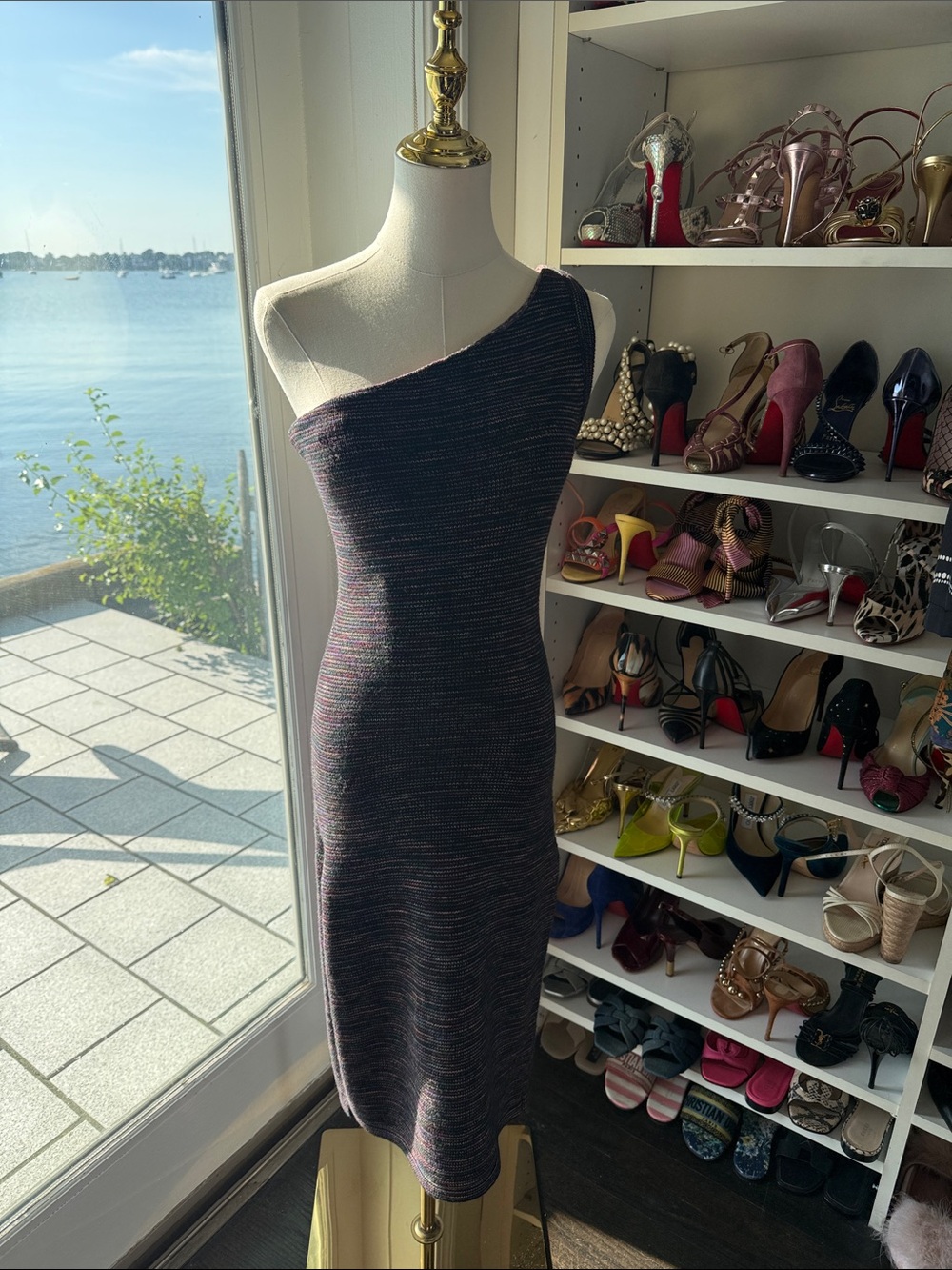 One shoulder knit dress